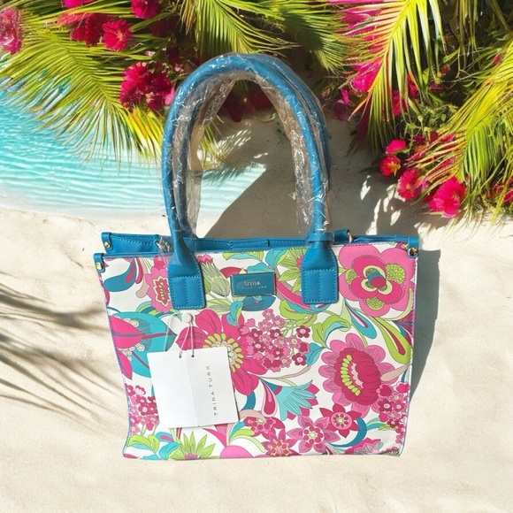 Trina Turk floral large Crossbody tote new with tags - Picture 3 of 4